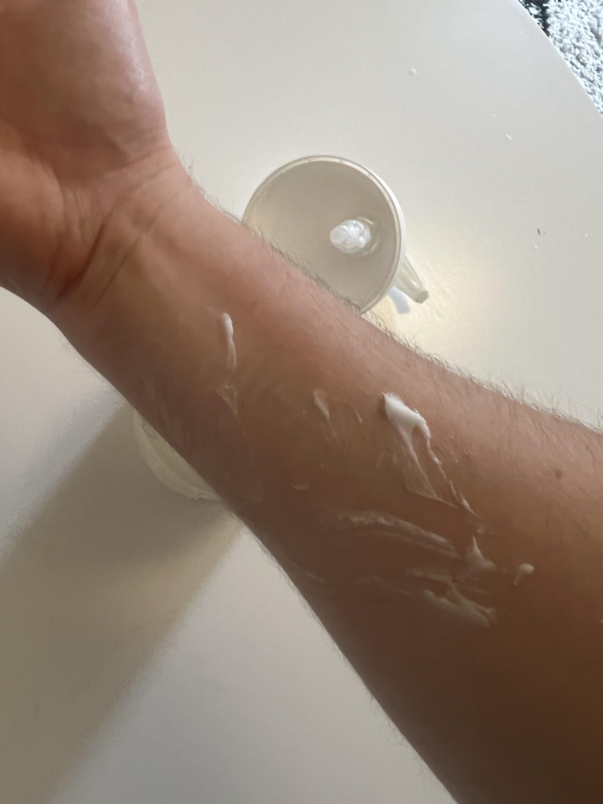 CeraVe Moisturising Cream being spread on an arm during my test
