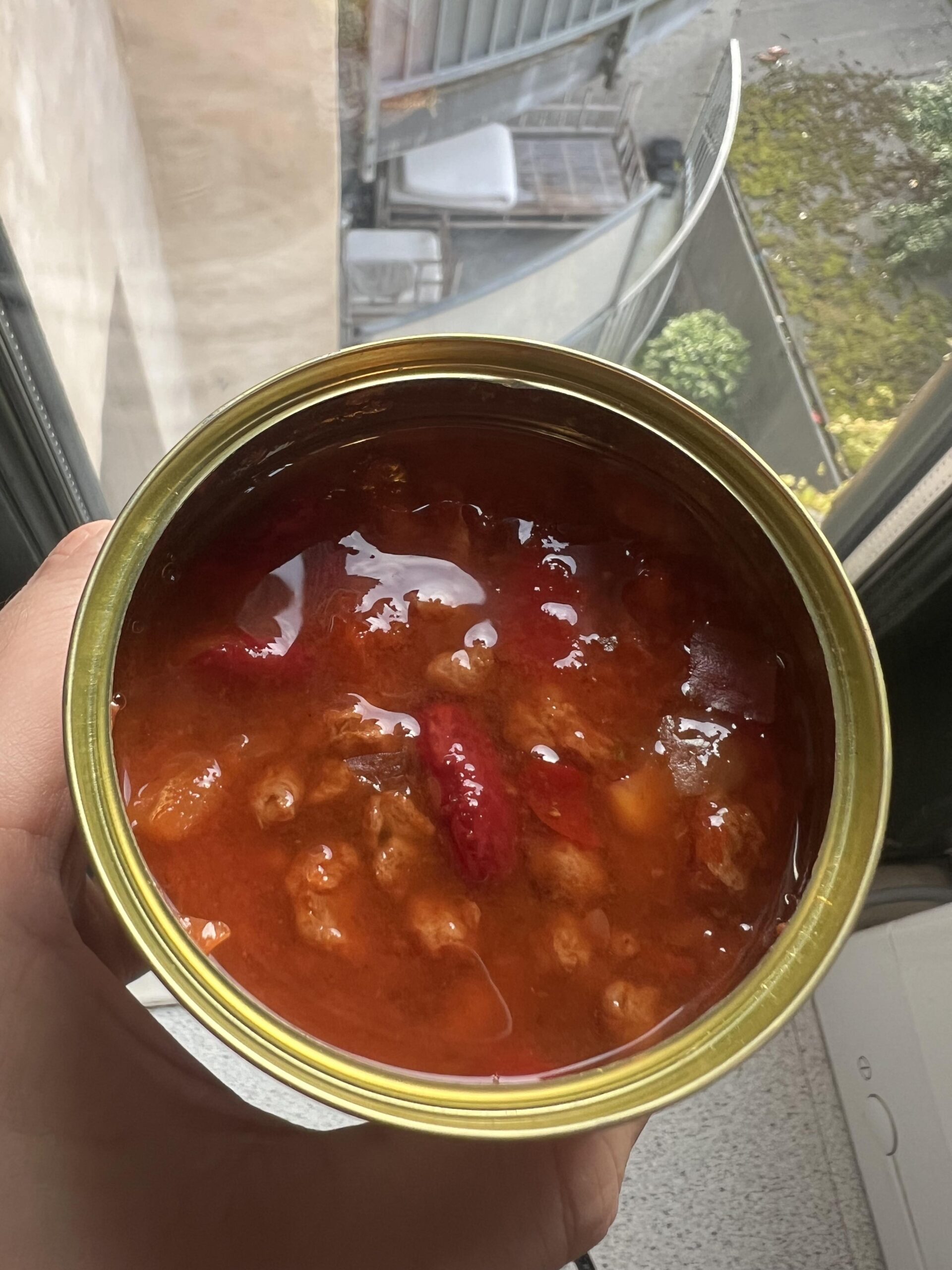 Nahaufnahme von DREISTERN Chili sin Carne nach dem Erhitzen