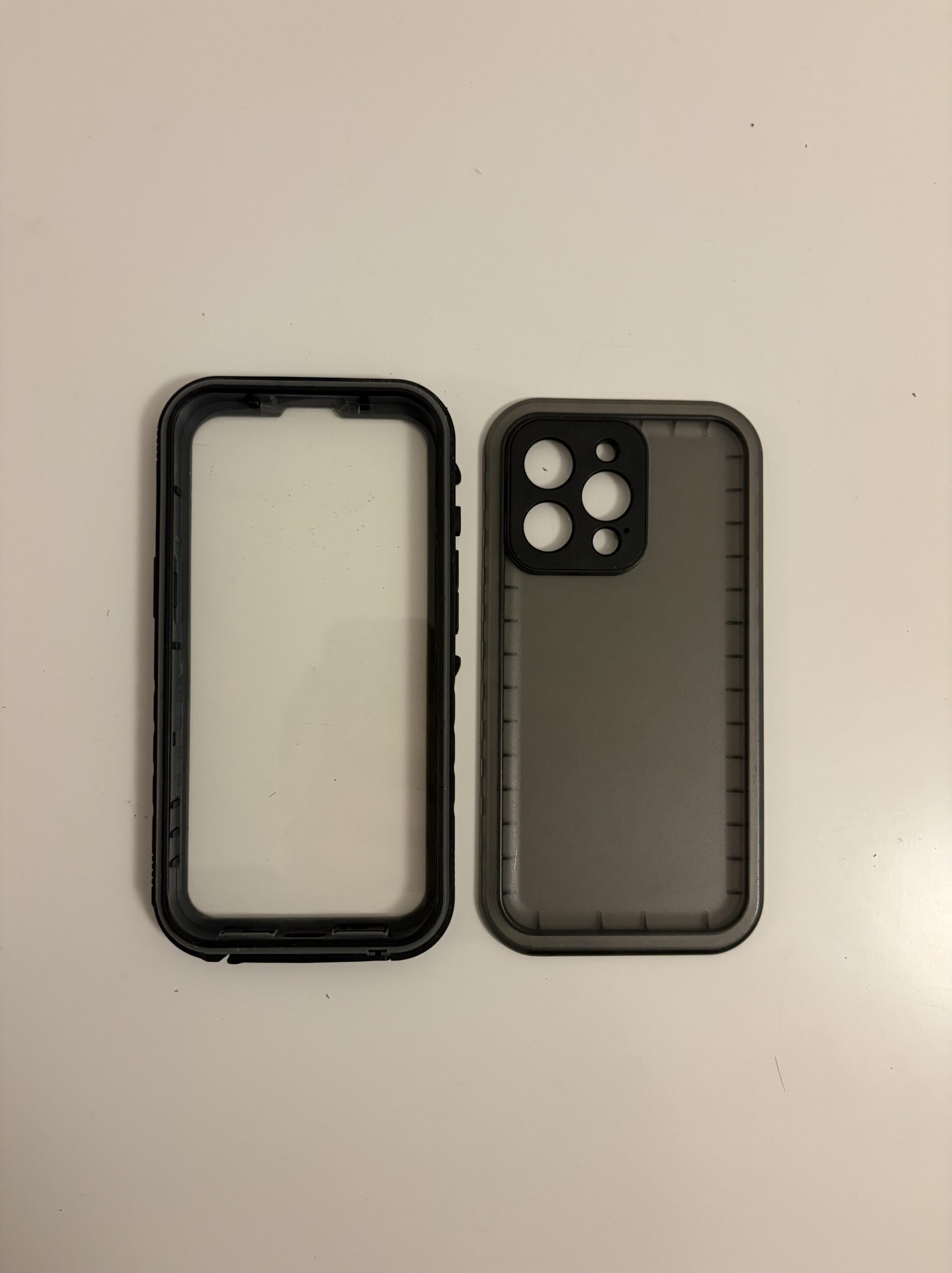 Two-piece front and back design of my black Cozycase waterproof iPhone 13 Pro case