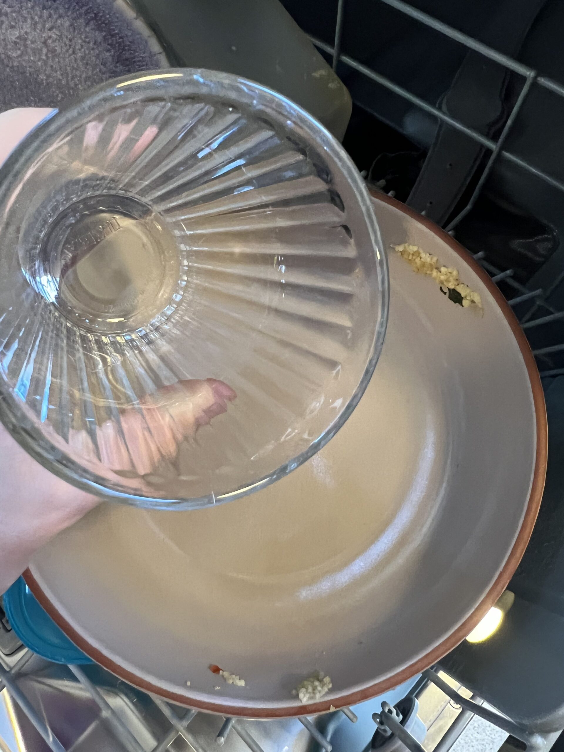 Glass and bowl after washing in the long-term Siemens countertop dishwasher
