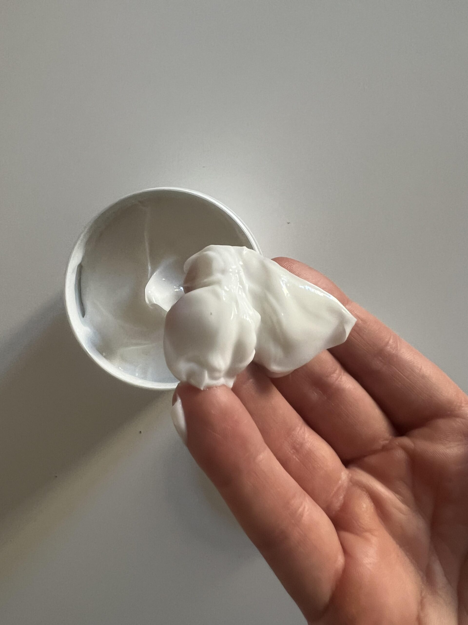Mixa cream texture on my fingers