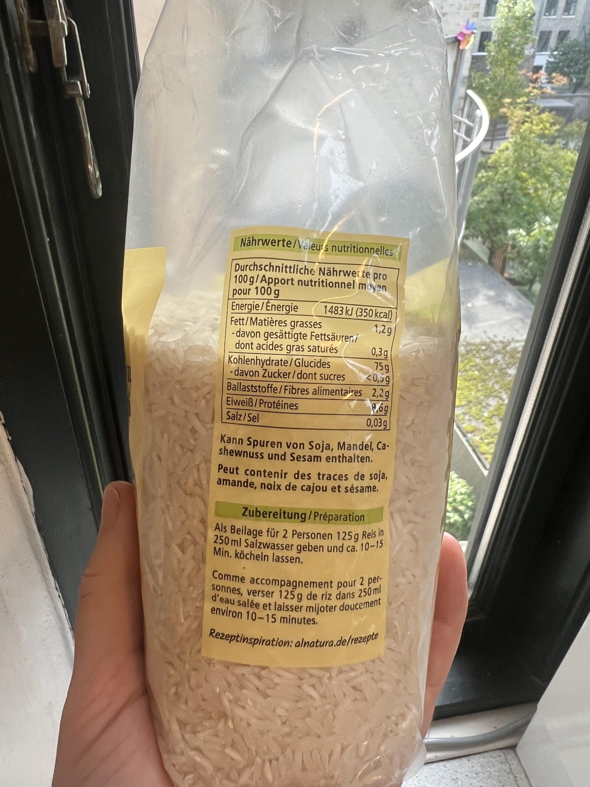 Foto originale di Riso basmati biologico Alnatura: lato (1)